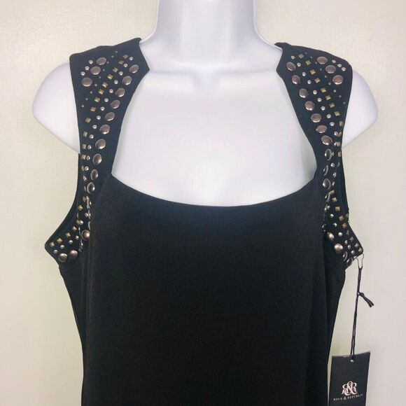 Vintage Y2K Rock and Republic Womens Dress Size L Black Studded Sleeveless Scoop - Picture 3 of 8